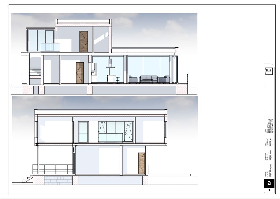 Section drawings on a LayOut sheet